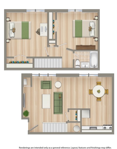 Floor plan for 2 beds, 1 bath, 900 sqft